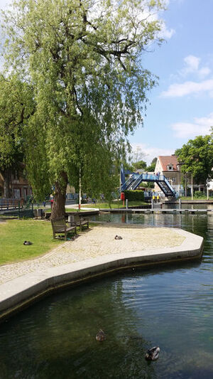 Ruhe vor dem Pfingstansturm: Idylle an der Woltersdorfer Schleuse. Noch dösen die Ente ruhig vor sich hin...
