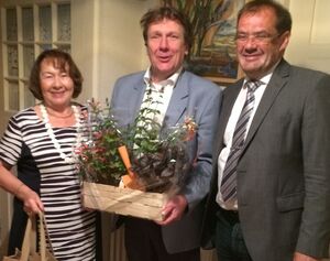 Jubilarin Ursula Krüger, Gratulanten Andre Böttner und Jörg Vogelsänger