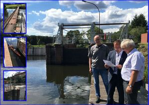 Wolfgang Haas, Jörg Vogelsänger und Lothar Kirmes am Nadelwehr bei Neubrück